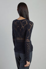 MAGLIA GIROCOLLO LINO SETA