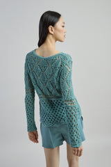 MAGLIA GIROCOLLO LINO SETA