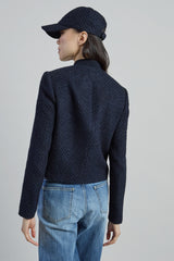 SINGLE-BREASTED LINEN COTTON SILK JACKET WITH KNITTED PARTS