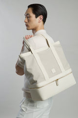 BORSA TELA COTONE E PELLE VITELLO