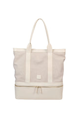 BORSA TELA COTONE E PELLE VITELLO